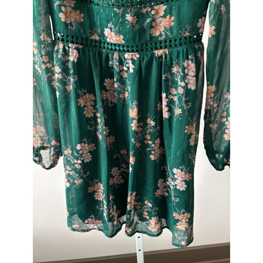Peasant Top XL Floral Cottagecore Sheer Sleeves Crochet Smock Waist Boho Fairy - Picture 12 of 16